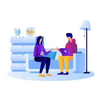 Office employee working office work in home illustration Stock Illustration