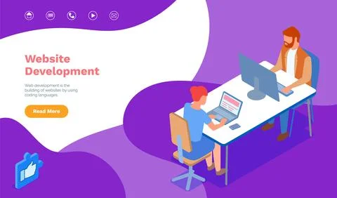 Office employees at workplace are programming with computers. Development of Illustrazione stock