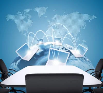 Office with empty table and chairs Stock Illustration
