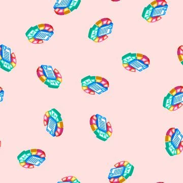 Office energy efficient isometric icon seamless pattern Stock Illustration