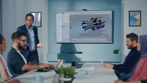 Office Engineers Meeting Presentation Show 3D Engine 動画素材 163518641