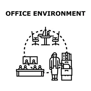 Office environment planning with business people collaborating Stock Illustration
