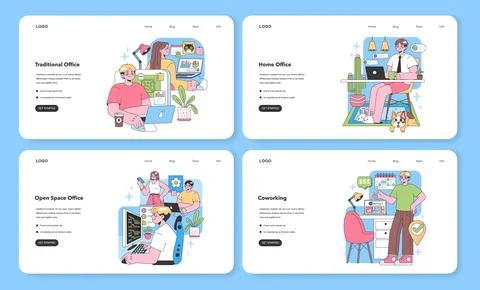 Office Environments set. Flat vector illustration 스톡 일러스트