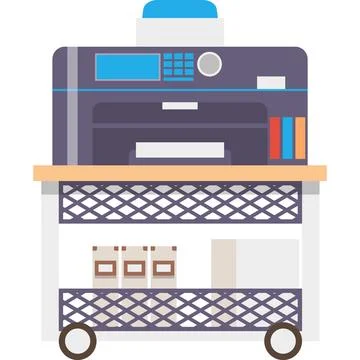 Office equipment icon flat printer scanner machine Stock Illustration