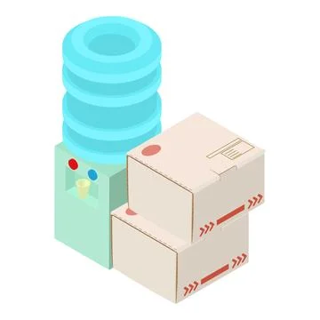 Office equipment icon isometric vector. Water cooler and two closed parcel box イラスト素材