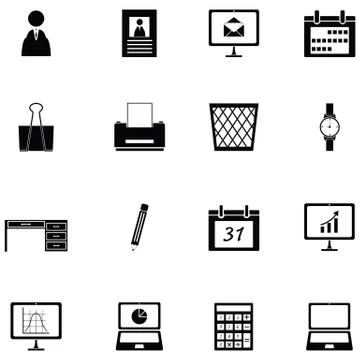 Office equipment icon set 스톡 일러스트