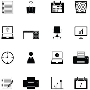 Office equipment icon set Stock Illustration