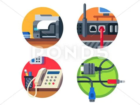 Office equipment set Stock Illustration