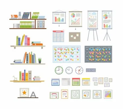 Office Essentials - modern vector flat icons set Stock Illustration