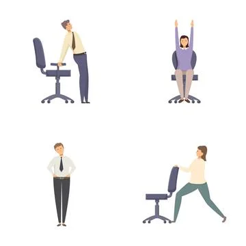 Office exercise routine illustration set Illustrazione stock