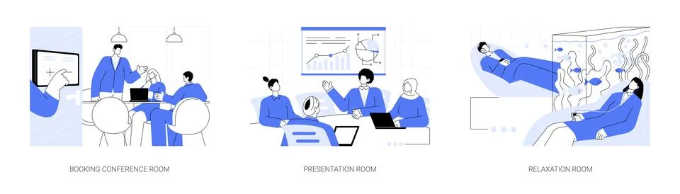 Office facilities abstract concept vector illustrations. Stock Illustration