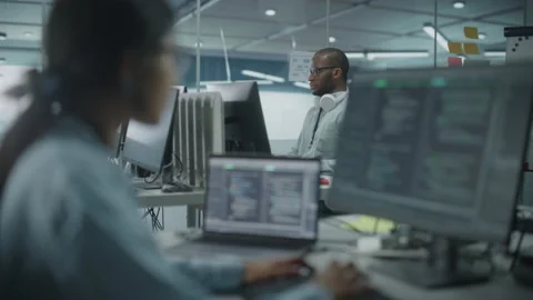 Office Female Software Programmer Work on Computer Stock Footage 159541735