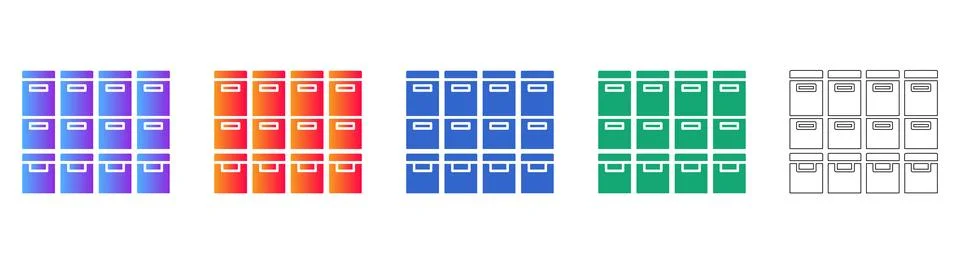 Office Filing and Document Storage Icons イラスト素材