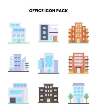 Office Flat Bundle Icons Pack Stock Illustration
