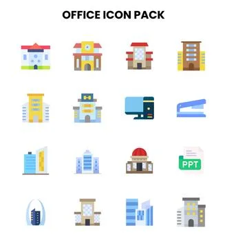 Office Flat Bundle Icons Pack Stock Illustration