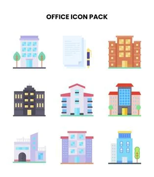 Office Flat Design Icons Pack 스톡 일러스트