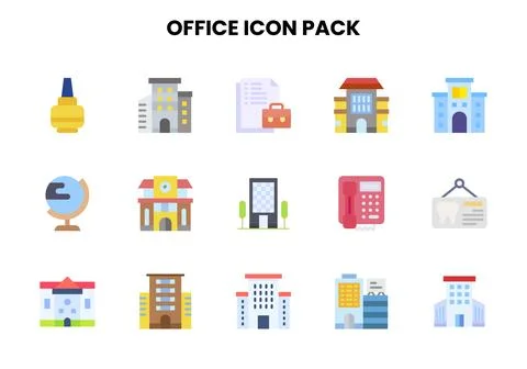 Office Flat Design Icons Pack Stock Illustration