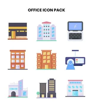 Office Flat Design Icons Pack Illustrazione stock