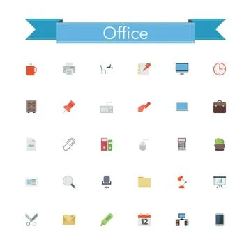 Office Flat Icons Stock Illustration