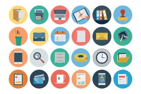 Office Flat Icons Illustrazione stock