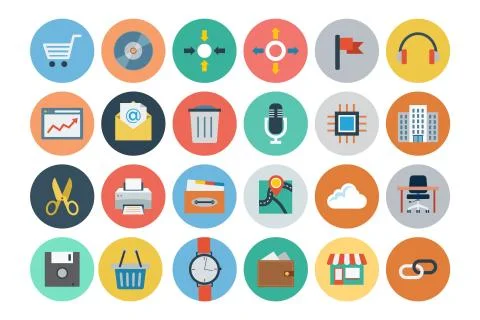 Office Flat Icons Pack Stock Illustration
