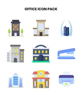 Office Flat Icons Pack Stock Illustration