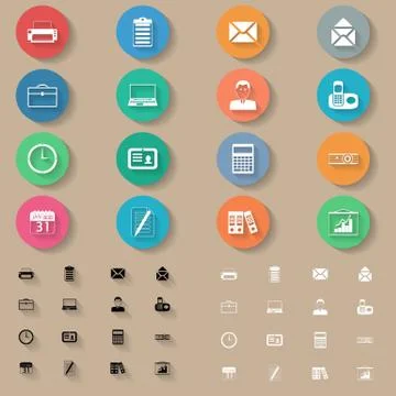 Office flat icons set Stock Illustration