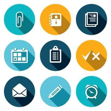 Office flat icons set Stock Illustration