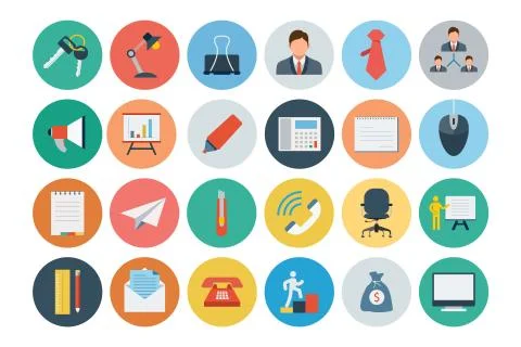 Office Flat Icons Set Stock Illustration