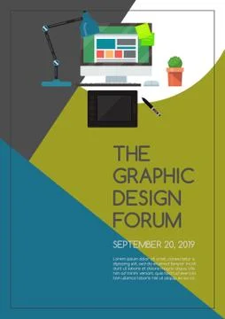 Office flat poster vector illustration. Gadgets and tools for office work. The Ilustración de archivo