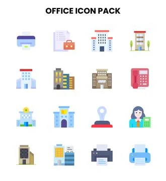 Office Flat Scalable Icons Pack Stock Illustration