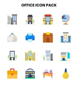 Office Flat Scalable Icons Pack Stock Illustration