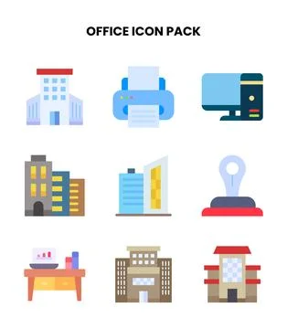Office Flat UI Icons Pack Stock Illustration