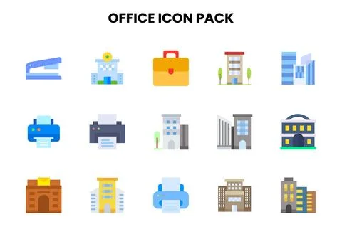 Office Flat UI Icons Pack 스톡 일러스트