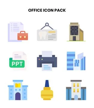 Office Flat Vector Icons Pack Stock Illustration
