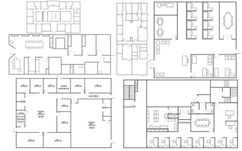 Office floorplans set Stock Illustration
