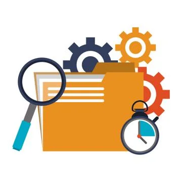 Office folder and business technology symbols Stockillustratie