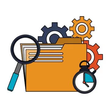 Office folder and business technology symbols 库存插图