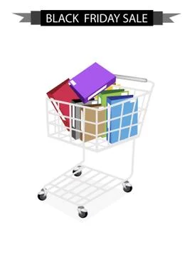 Office Folder in Black Friday Shopping Cart Stock Illustration