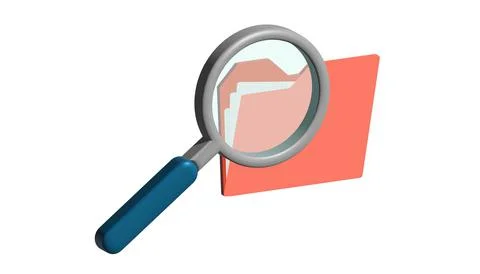 Office folder with documents, searching file directory, search, find, loupe Stock Illustration