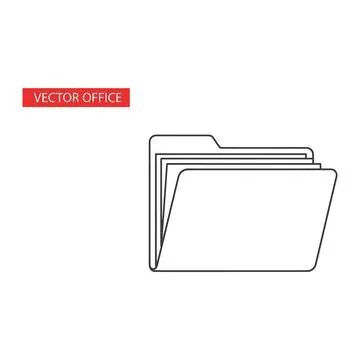 Office folder icon with documents outline style for data management system Illustration