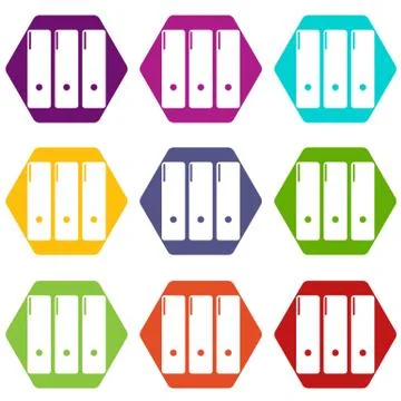 Office folder icons set 9 vector Stock Illustration