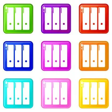 Office folder icons set 9 color collection イラスト素材