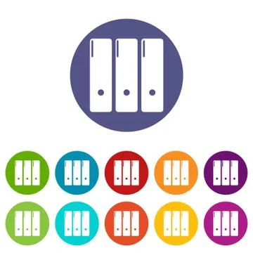 Office folder icons set color Stockillustratie