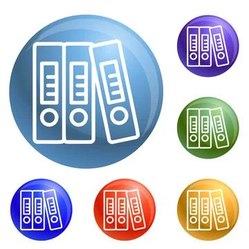 Office folder icons set 스톡 일러스트