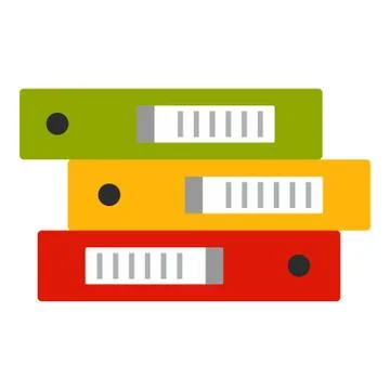Office folder stack icon, flat style Stock Illustration