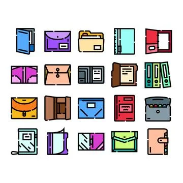 Office folders and document organization stationery collection 스톡 일러스트