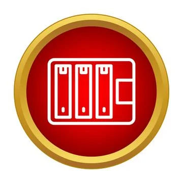 Office folders archive documents storage red circle button Stock Illustration