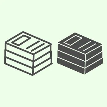 Office folders line and solid icon. Stack of binders outline style pictogram on 스톡 일러스트