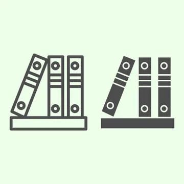 Office folders line and solid icon. Row of binders outline style pictogram on Stock Illustration